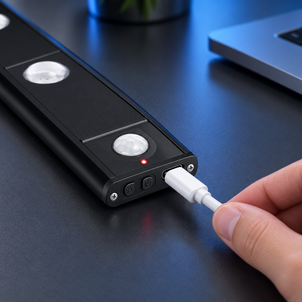 Detalle de la carga USB-C del EasyLight Duo